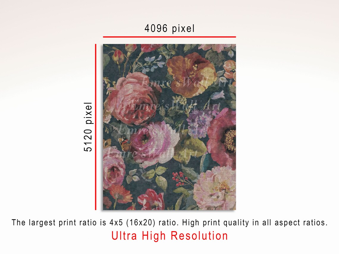 Floral Textile Art Print, Vintage Tapestry Wall Art - Image 3