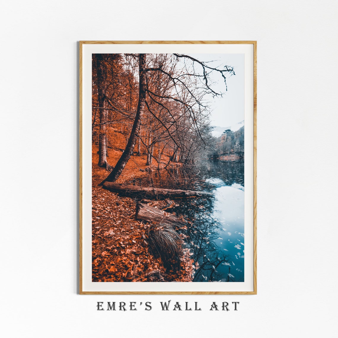 Autumn Lake Reflection Rust Trees Vertical Nature Photo Poster - Image 4
