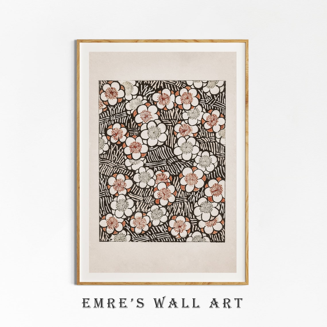 Japanese Cherry Blossom Pattern Vintage Floral Textile Artwork Poster - Image 4