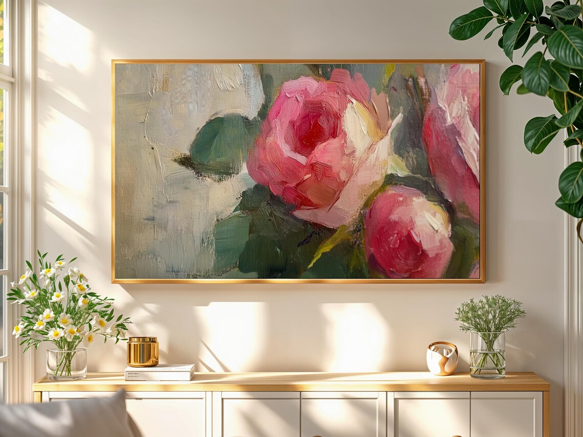 Pink Roses for Valentine's Day, Floral Art Print - Image 2