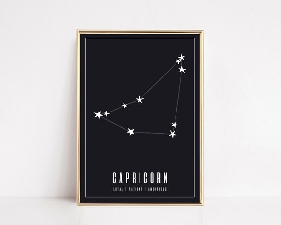 Capricorn Wall Art Capricorn Zodiac Print Astrology Gifts Zodiac Wall Art Zodiac Gift