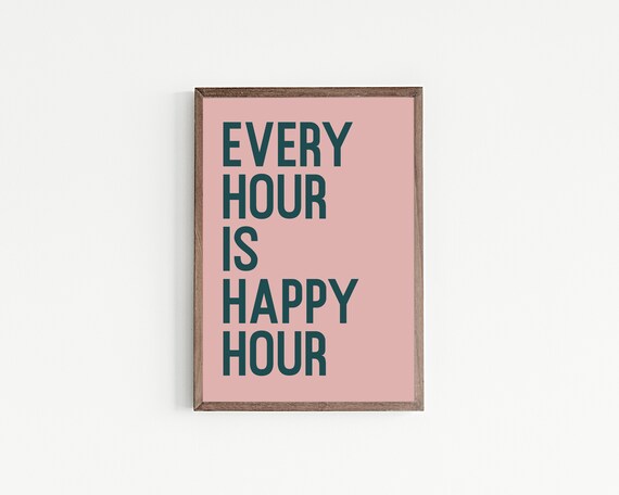 Happy Hour Sign, Trendy Bar Cart Wall Art