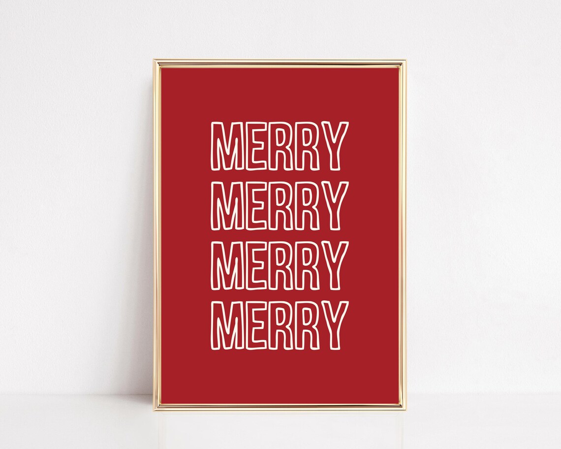 Merry Christmas Aesthetic Modern Christmas Art Print