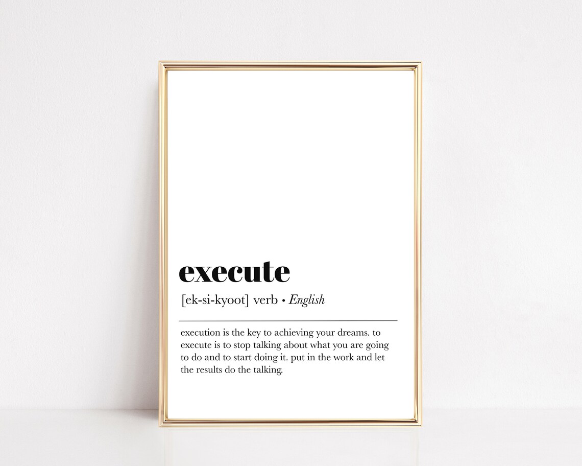 Gift For Entrepreneur Execute Definition Home Office Wall Art Inspirational Print Office Decor Wall Art