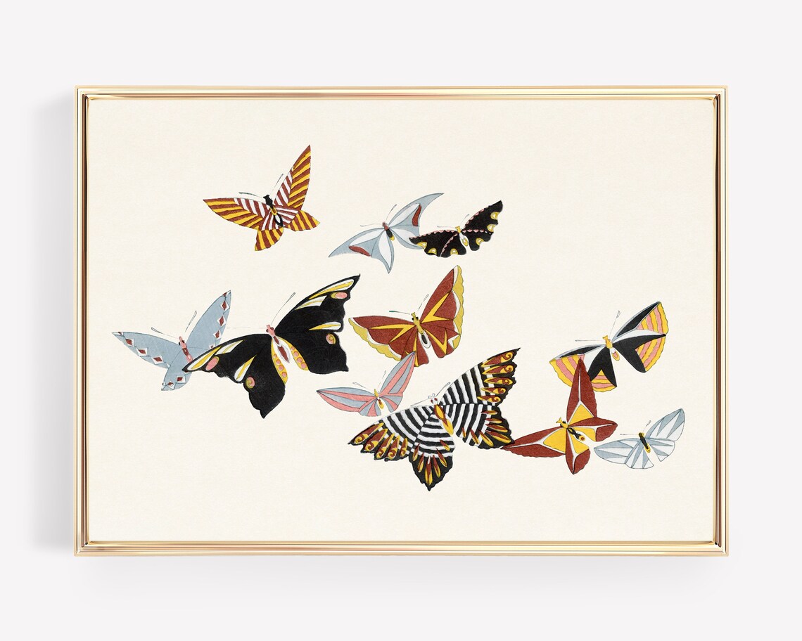Vintage Butterfly Print, Nursery Wall Art Decor
