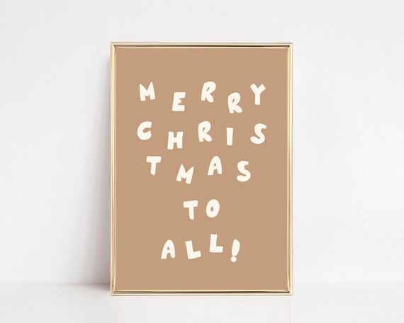 Merry Christmas To All Playful Beige Hand Lettered Holiday Poster