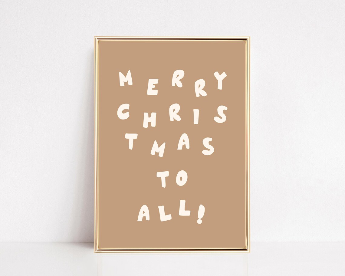 Merry Christmas To All Playful Beige Hand Lettered Holiday Poster