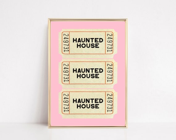 Pink Halloween Decor Haunted House Travel Poster