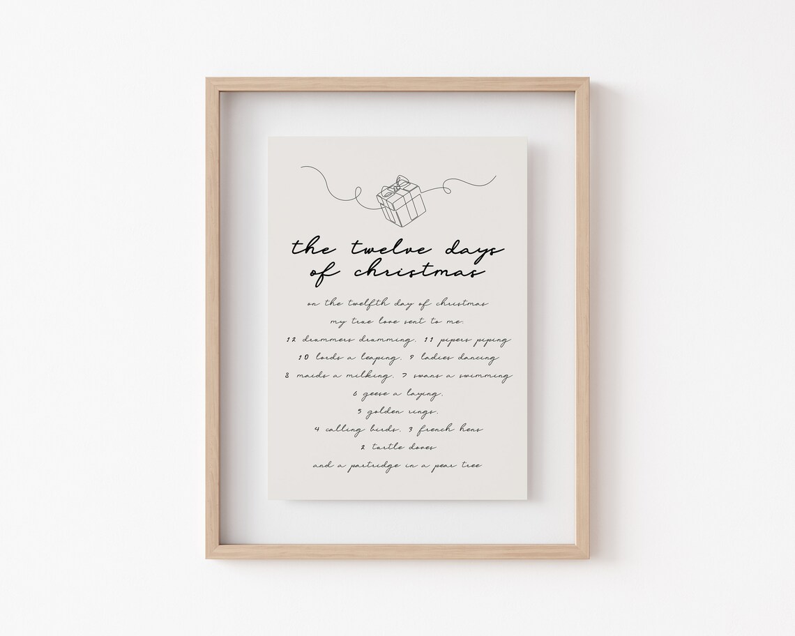 The Twelve Days Of Christmas Lyrics Minimalist Holiday Poster - Image 3