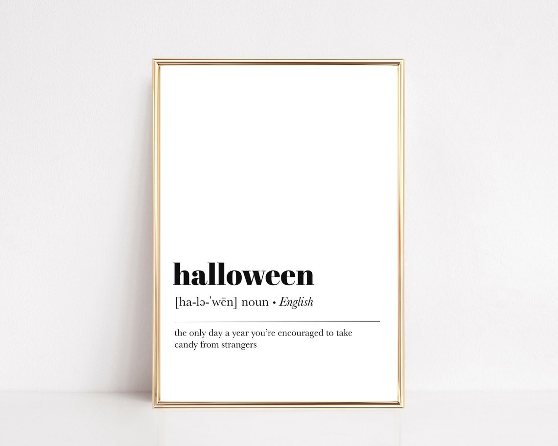 Halloween Definition Funny Candy Dictionary Art Spooky Wall Poster