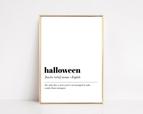 Halloween Definition Funny Candy Dictionary Art Spooky Wall Poster