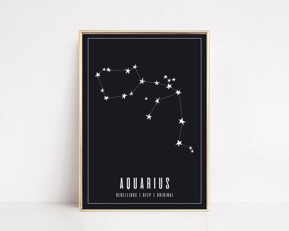 Aquarius Wall Art Aquarius Zodiac Print Astrology Gifts Aquarius Art Zodiac Wall Art