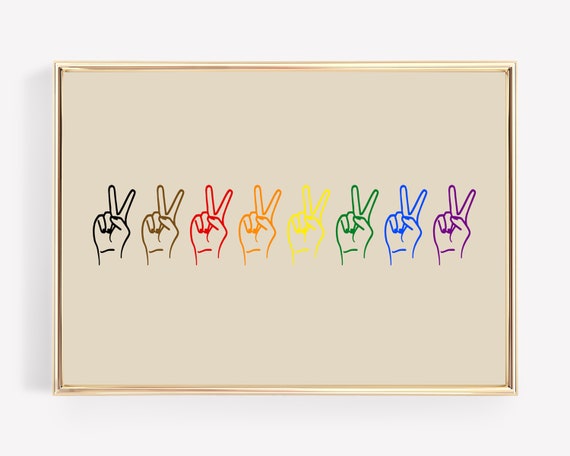 Peace Sign Print Gay Pride Decor Lgbt Pride Wall Art Rainbow Wall Art Lgbtq Poster Neutral Wall Art