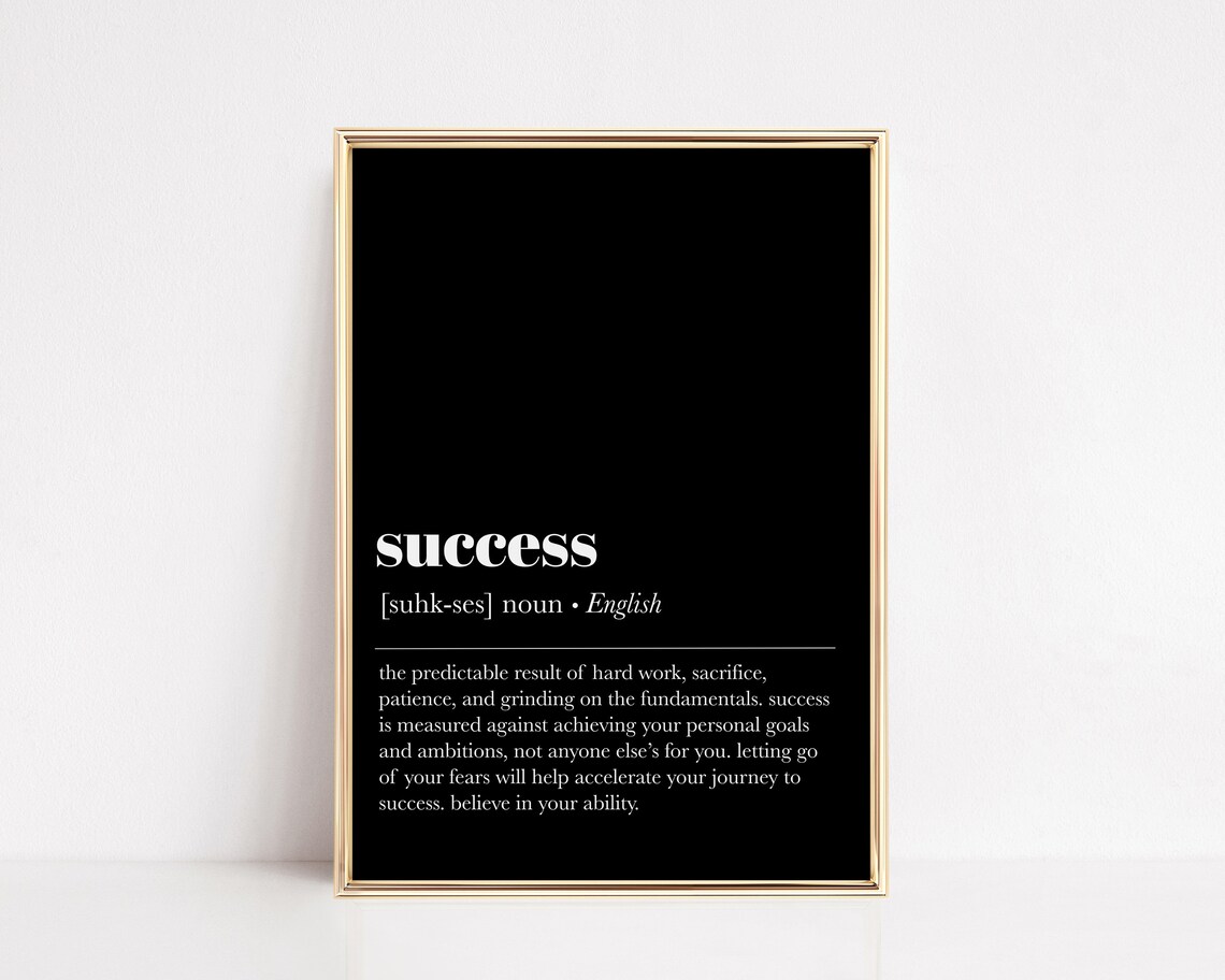 Success Definition Motivational Quote Black Minimalist Office Poster