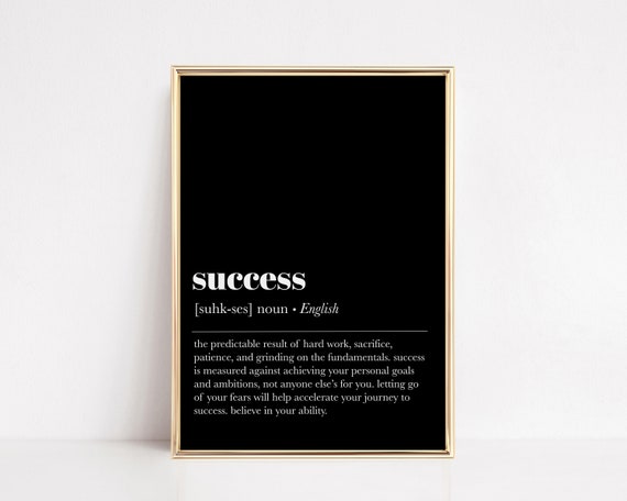 Success Definition Office Wall Art Home Office Decor Motivational Gifts Inspirational Quote Prints