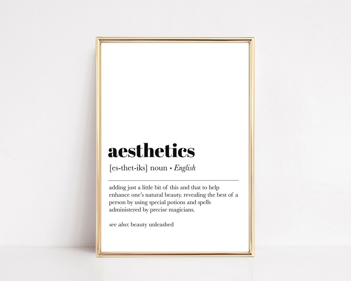 Aesthetics Funny Dictionary Definition Typography Salon Decor Wall Art