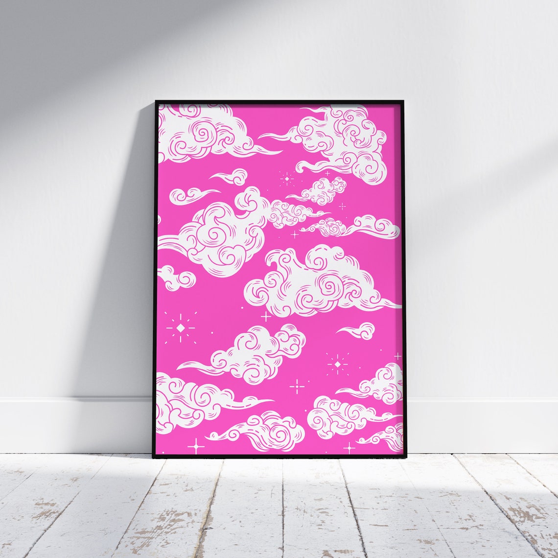 Pink Sky Cloud Drawing Poster Clouds Poster Cloud Aesthetic Decor Sky Illustration Wall Art Pink Sky Print Sky Art