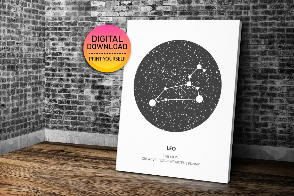 Leo Constellation Star Map Minimalist Zodiac Astrology Poster - Image 3