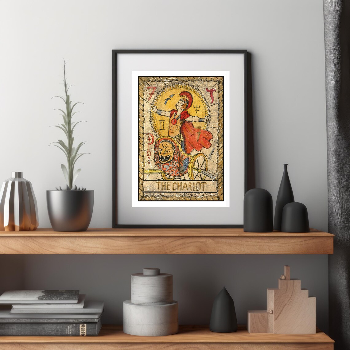 The Chariot Tarot Card Wall Art Tarot Card Art Prints New Age Spiritual Art Prints Warrior Chariot Mystical Artwork Roman Warrior Art - Image 3