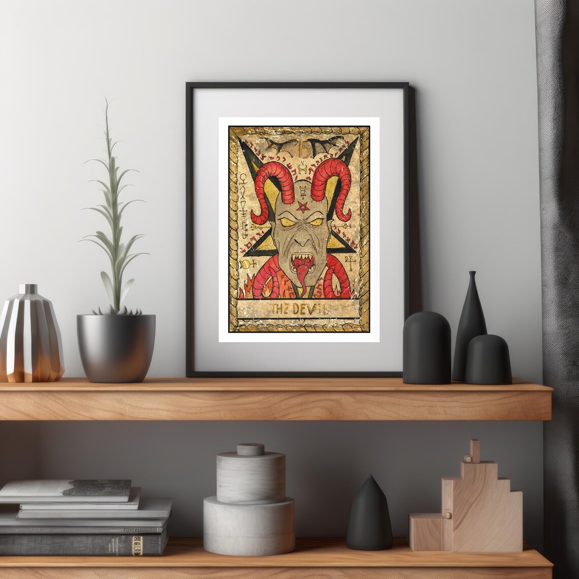 The Devil Tarot Card Wall Art Tarot Card Art Prints Major Arcana Art Occult Art Print Devil Art Prints Mystical Gothic Dark Devil Art - Image 3