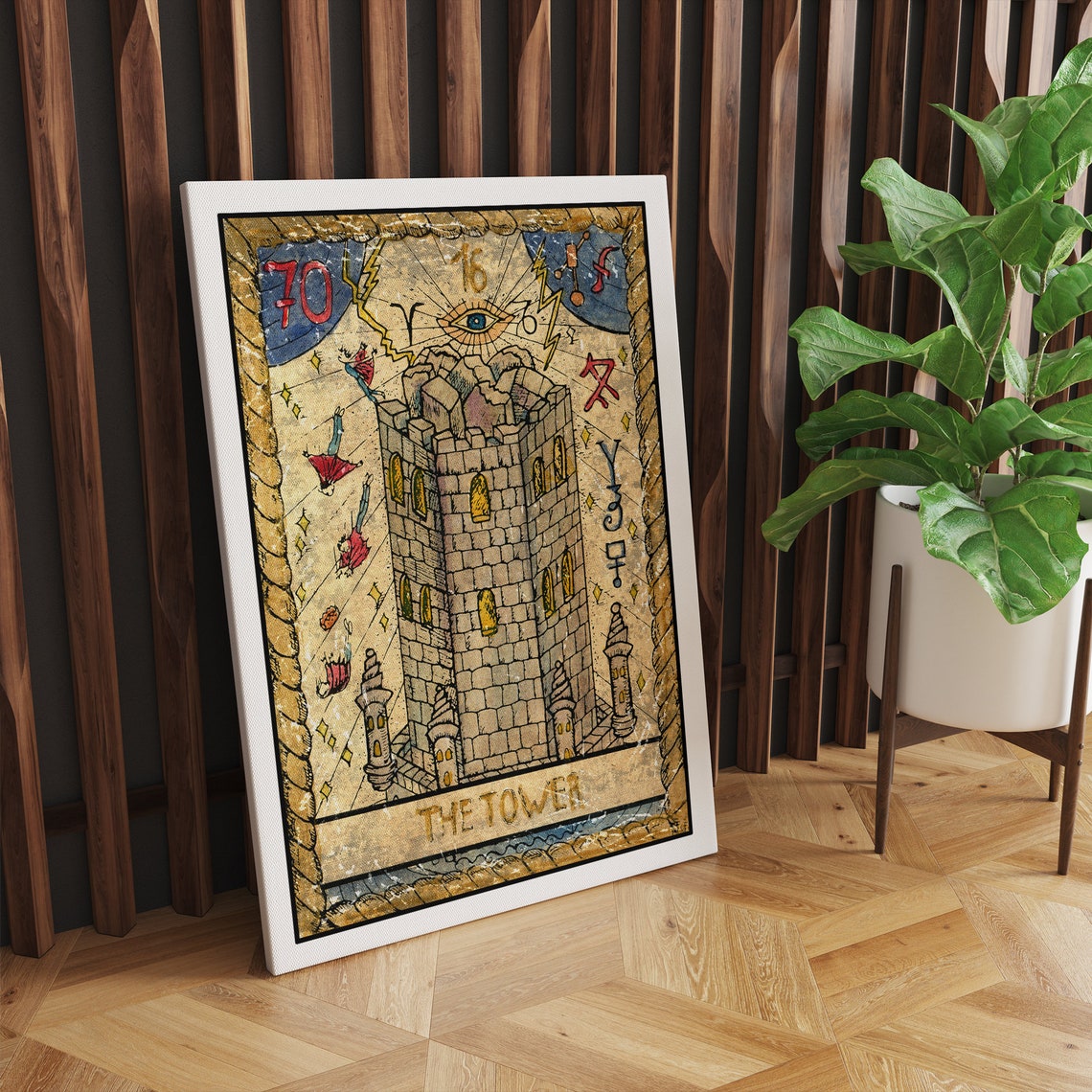 The Tower Tarot Card Art Lightning Struck Stone Tower Vintage Poster - Image 3