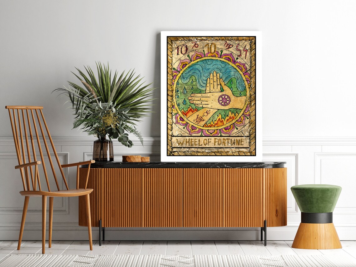 Wheel Of Fortune Tarot Card Art Print Tarot Card Print Tarot Card Tarot Card Wall Print Wheel Of Fortune Tarot Art - Image 2