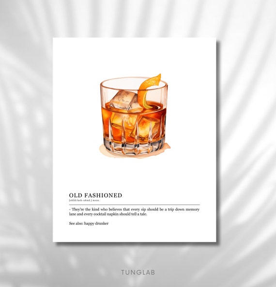 What Your Drink Says About You Old Fashioned Cocktails Wall Art Watercolour Personality Funny Decor Gift