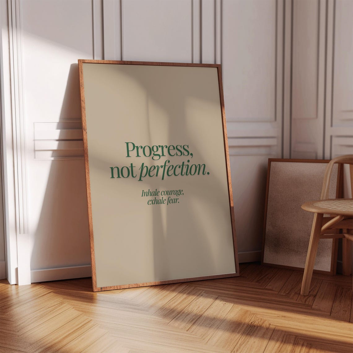 Progress Not Perfection Inhale Courage Exhale Fear Quote Poster