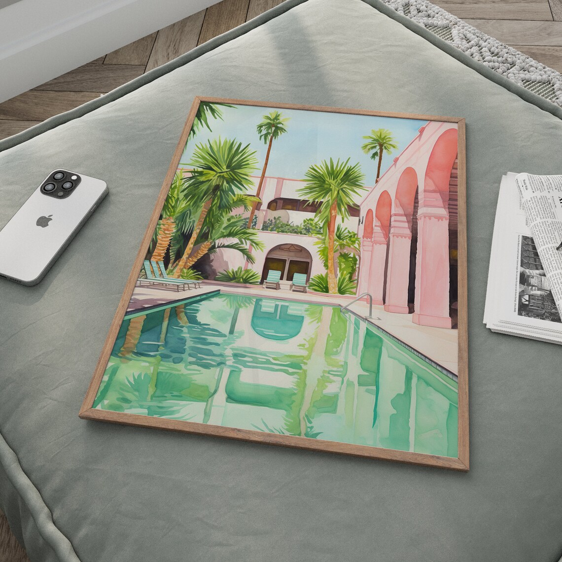 Palm Springs Hotel Vacation Art Print, Retro California - Image 2