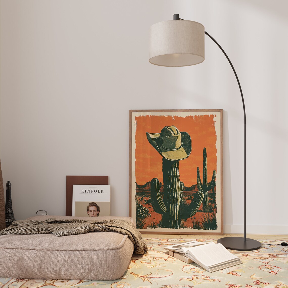 Cactus And Cowboy Hat Retro Western Art Print - Image 4