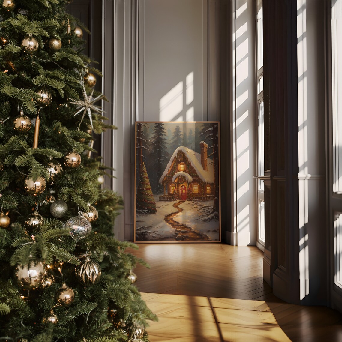 Gingerbread Cottage Woodland Scene Art Print - Image 4