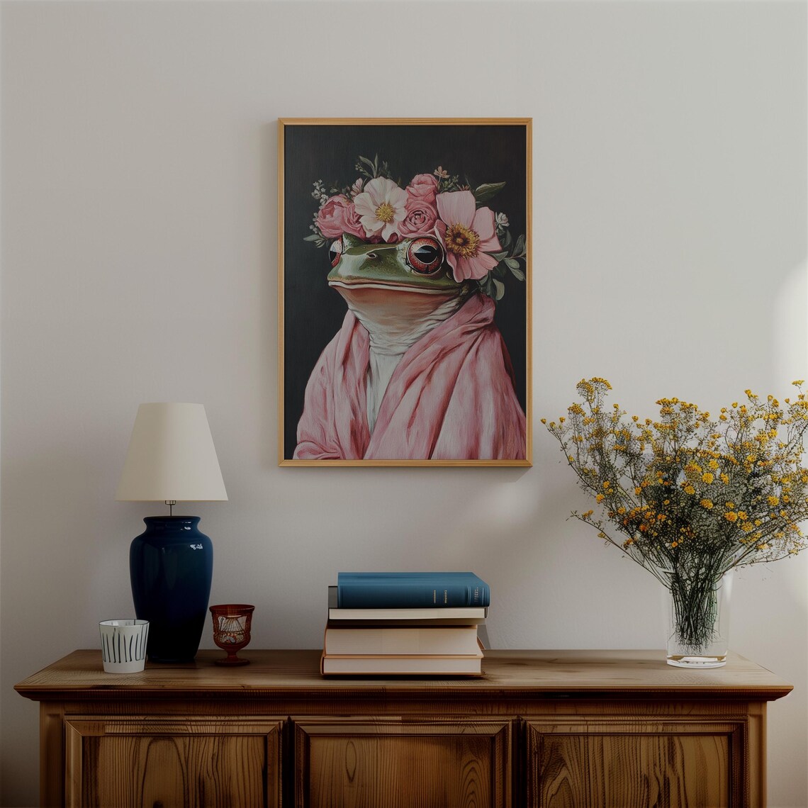 Maximalist Frog In Robes With Flowers, Poster Print - Image 3