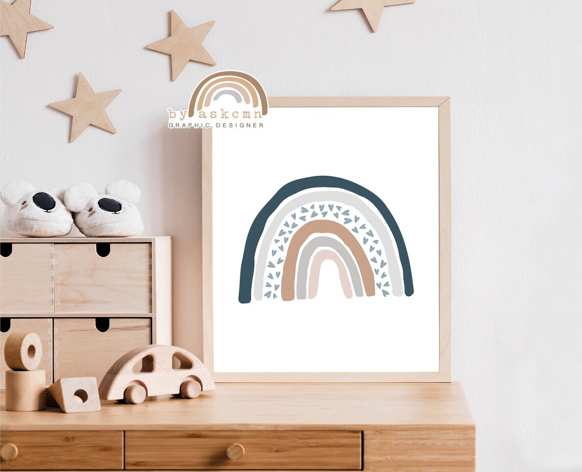 Pastel Nursery Decor Rainbow Blush Abstract Rainbow Print Gender Neutral Nursery Neutral Rainbow Art Boho Nursery Kids Wall Art - Image 4