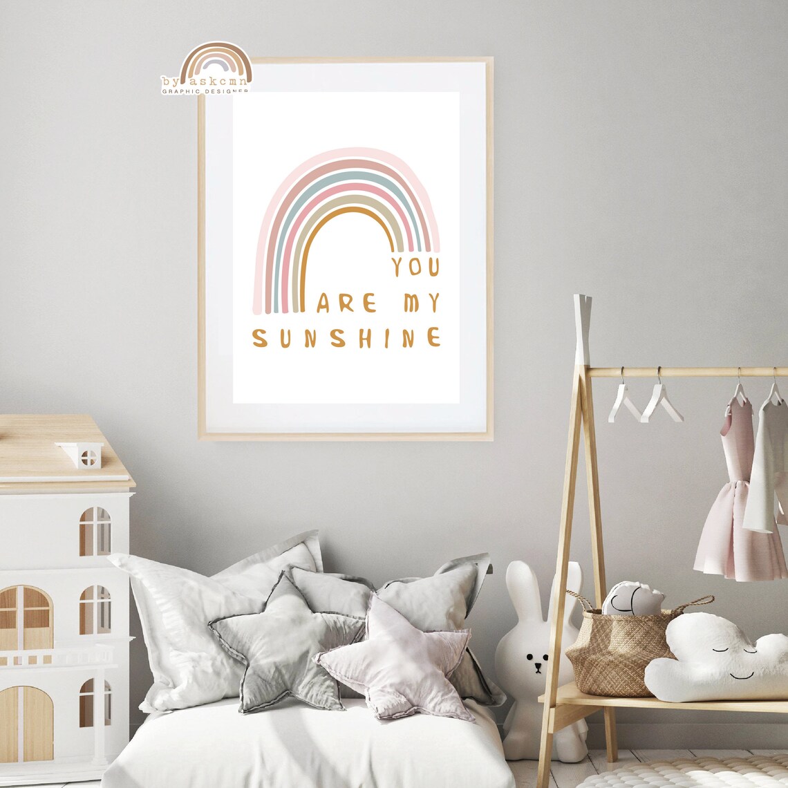 You Are My Sunshine Boho Nursery Print Rainbow Poster Living Room Art Print Baby Room Poster Birthday Gift Poster Nursery Print Art - Image 3