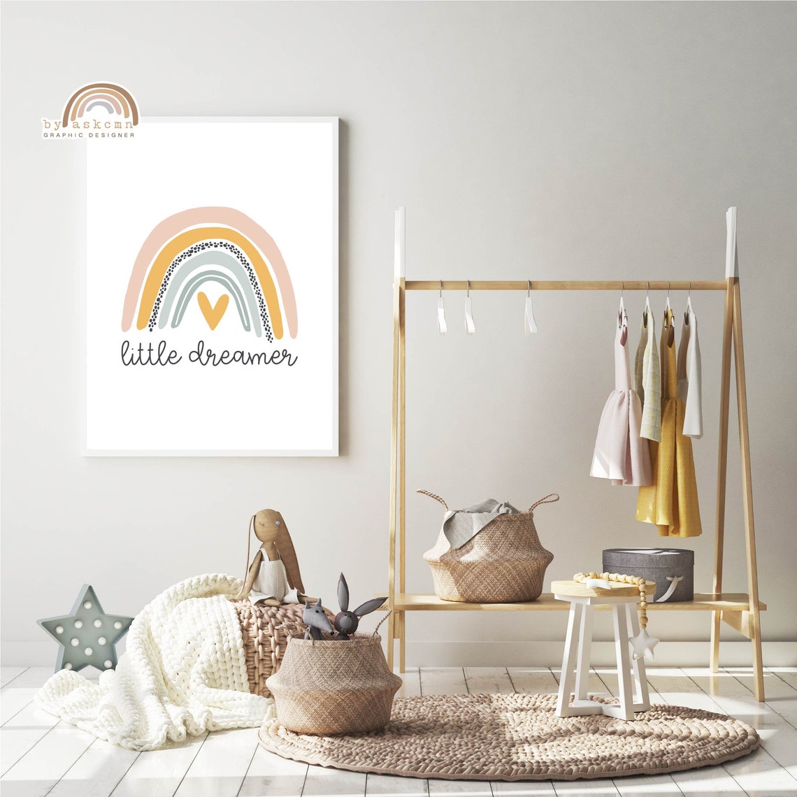 Rainbow Wall Decor Print Baby Room Poster Nursery Print Art Little Dreamer Baby Room Poster Quote Poster Instant - Image 3