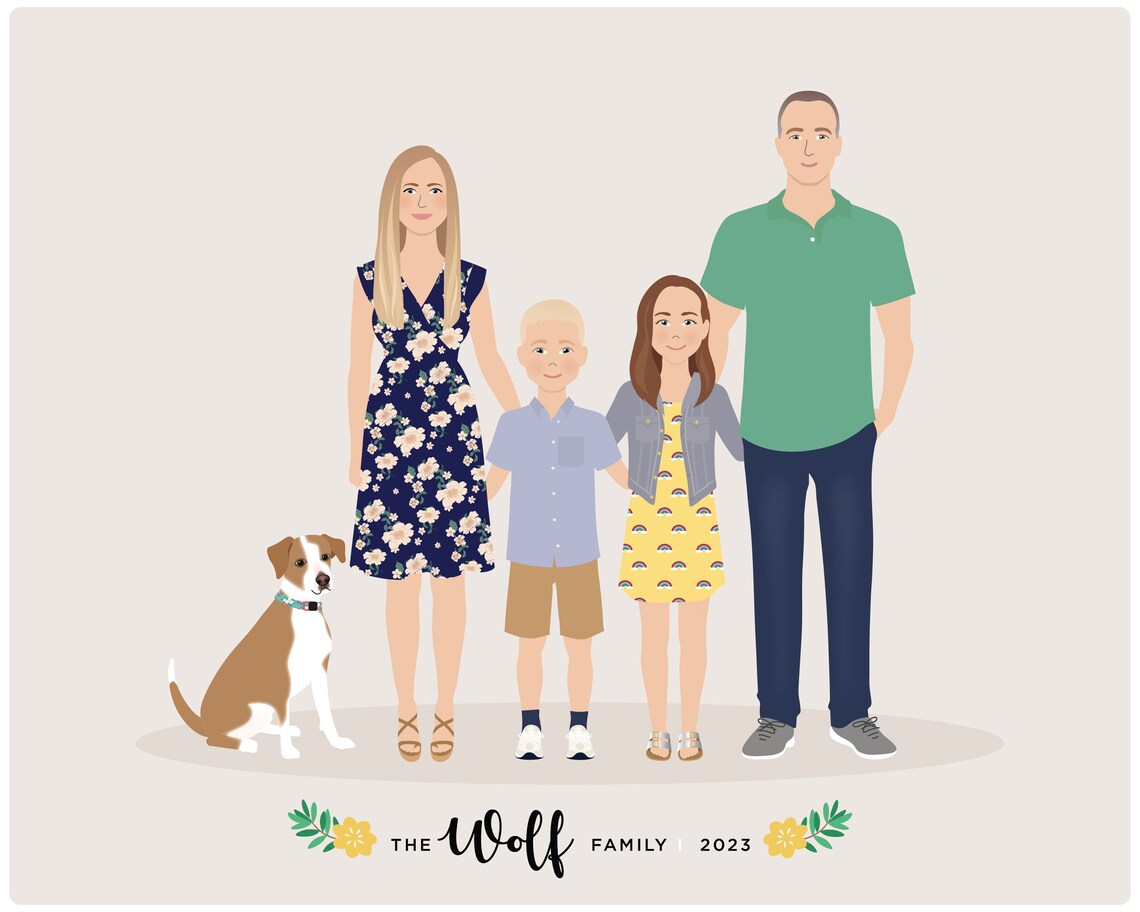 Custom Family Portrait - Personalized Illustration