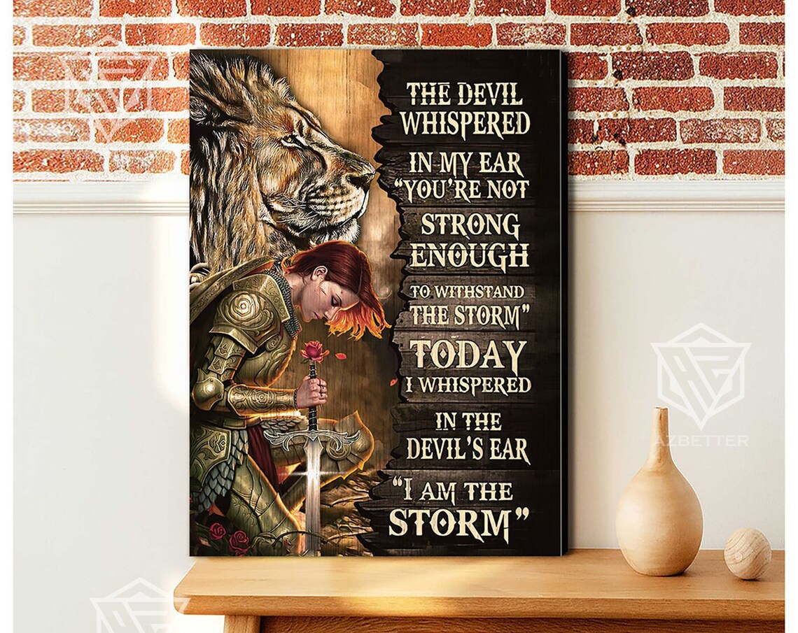 I Am The Storm Female Warrior With Lion Christian Strength Poster