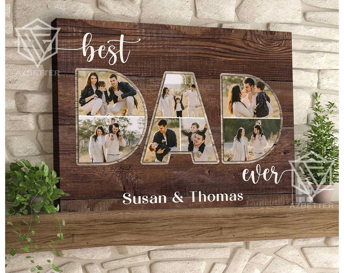 Personalized Best Dad Ever Rustic DAD Family Photo Collage Poster