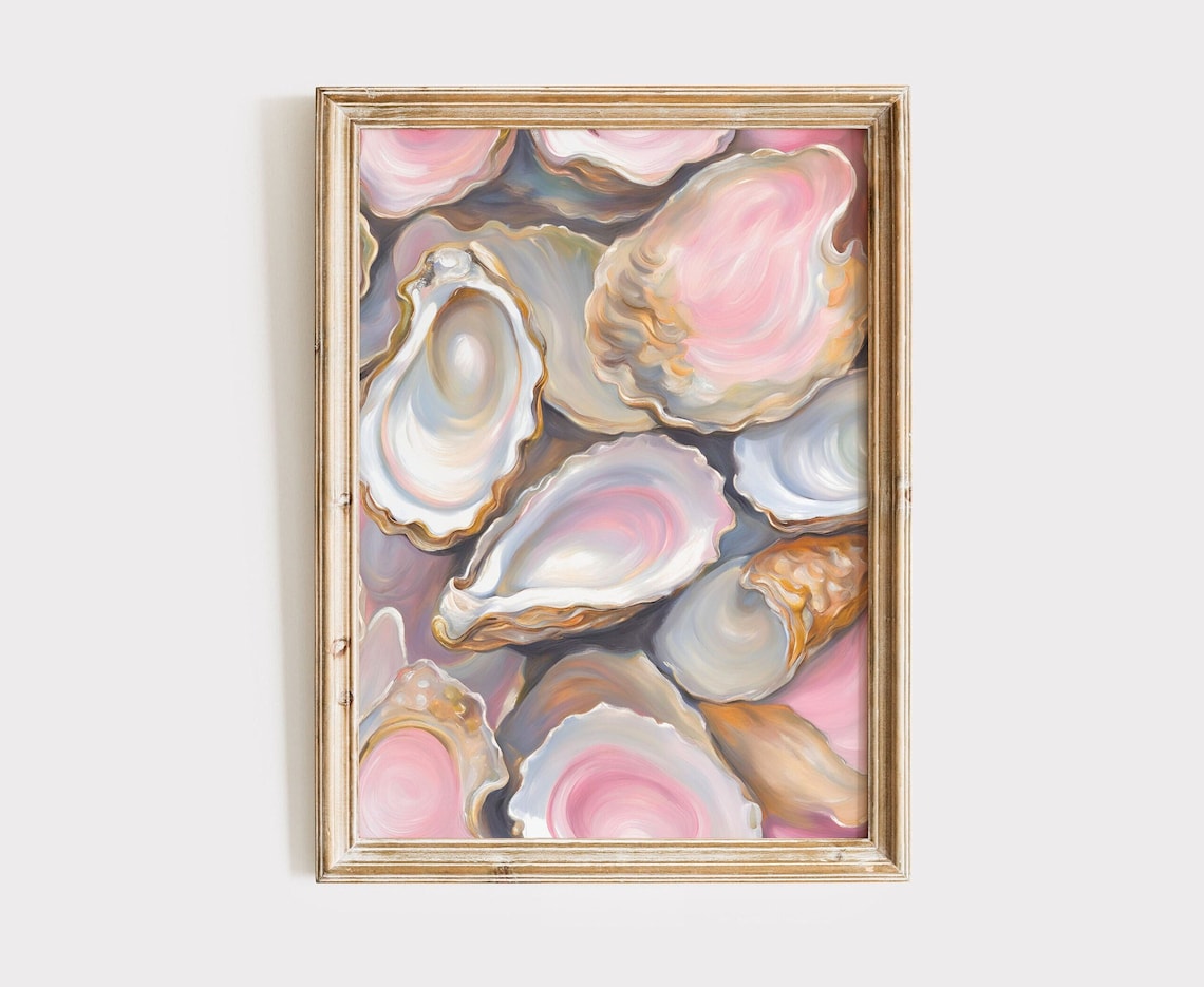Vintage Coastal Seashell Art Print, Preppy Decor