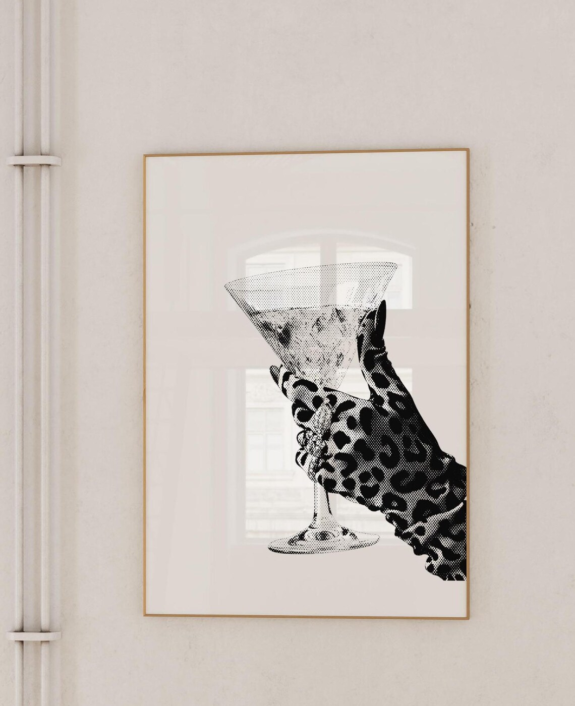 Glam Martini Glass Art Print, Chic Leopard Glove - Image 3