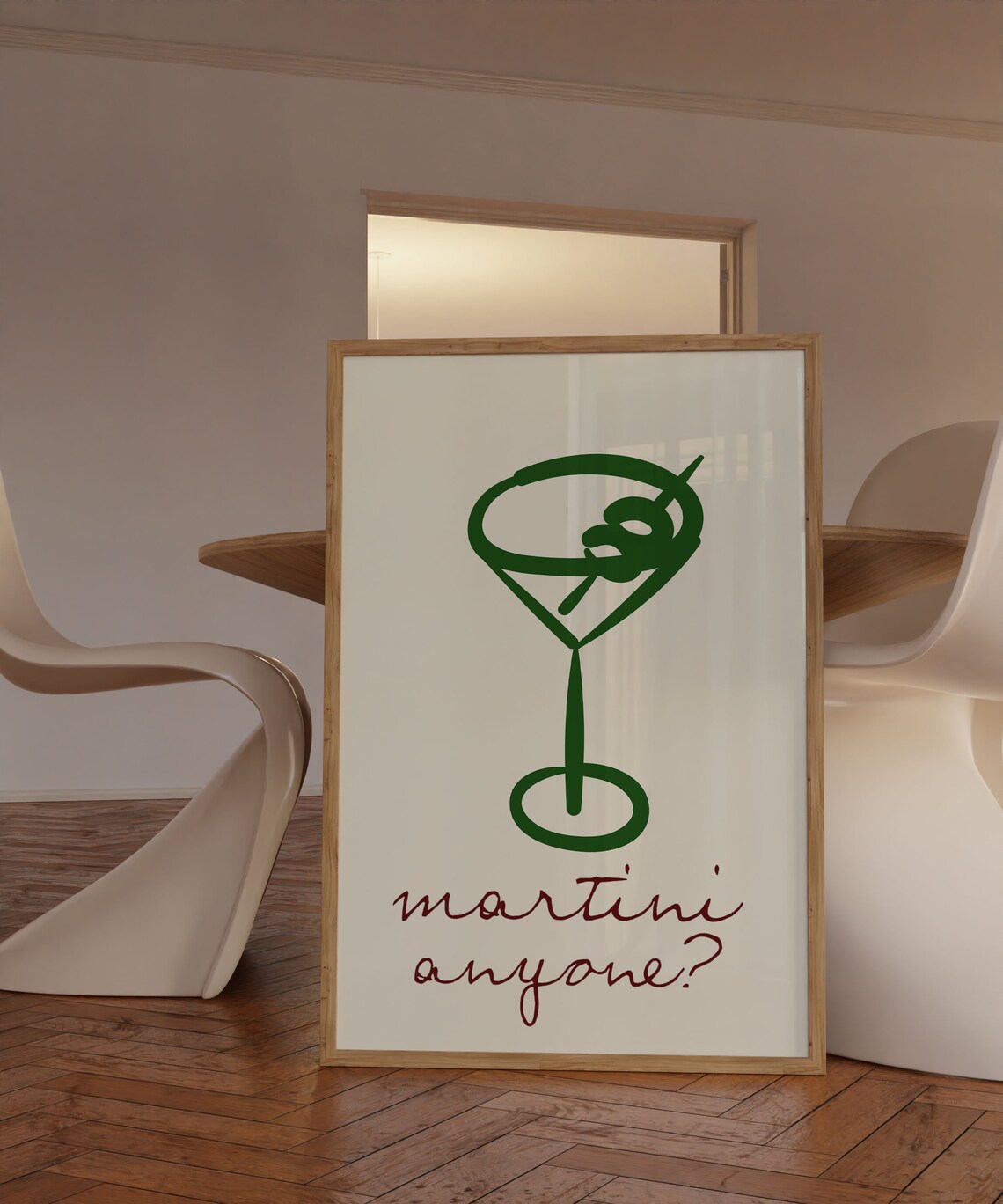 Retro Bar Cart Cocktail Art Print, Apartment Decor - Image 3