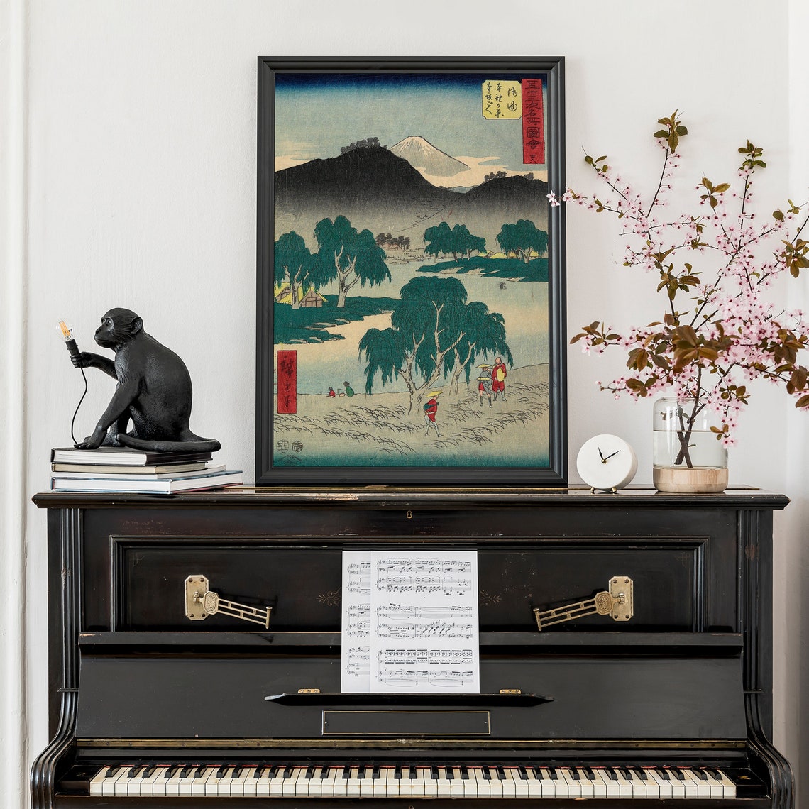 Hiroshige Mount Fuji Willow Lake Travelers Japanese Art Poster - Image 3
