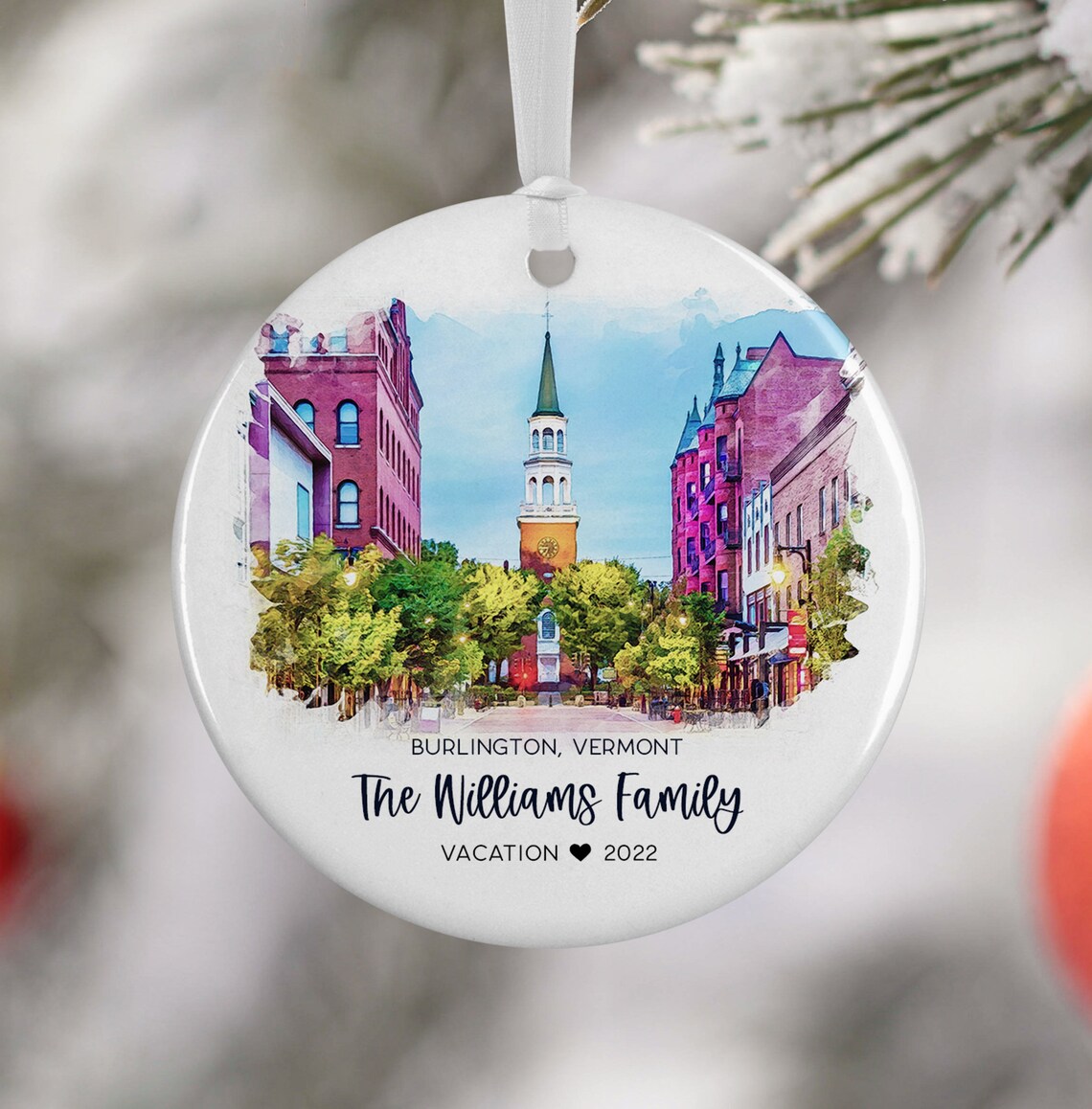 Burlington Vermont Watercolor Travel Poster Keepsake