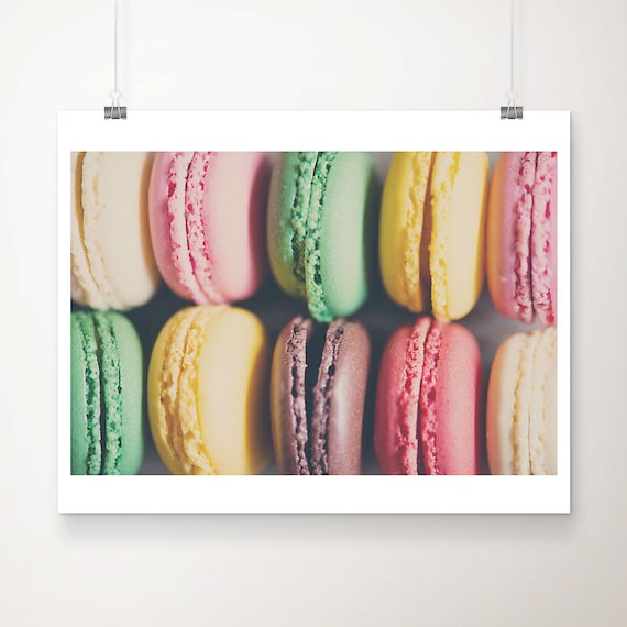 French Macaron Photograph, Kitchen Bakery Decor Art Print