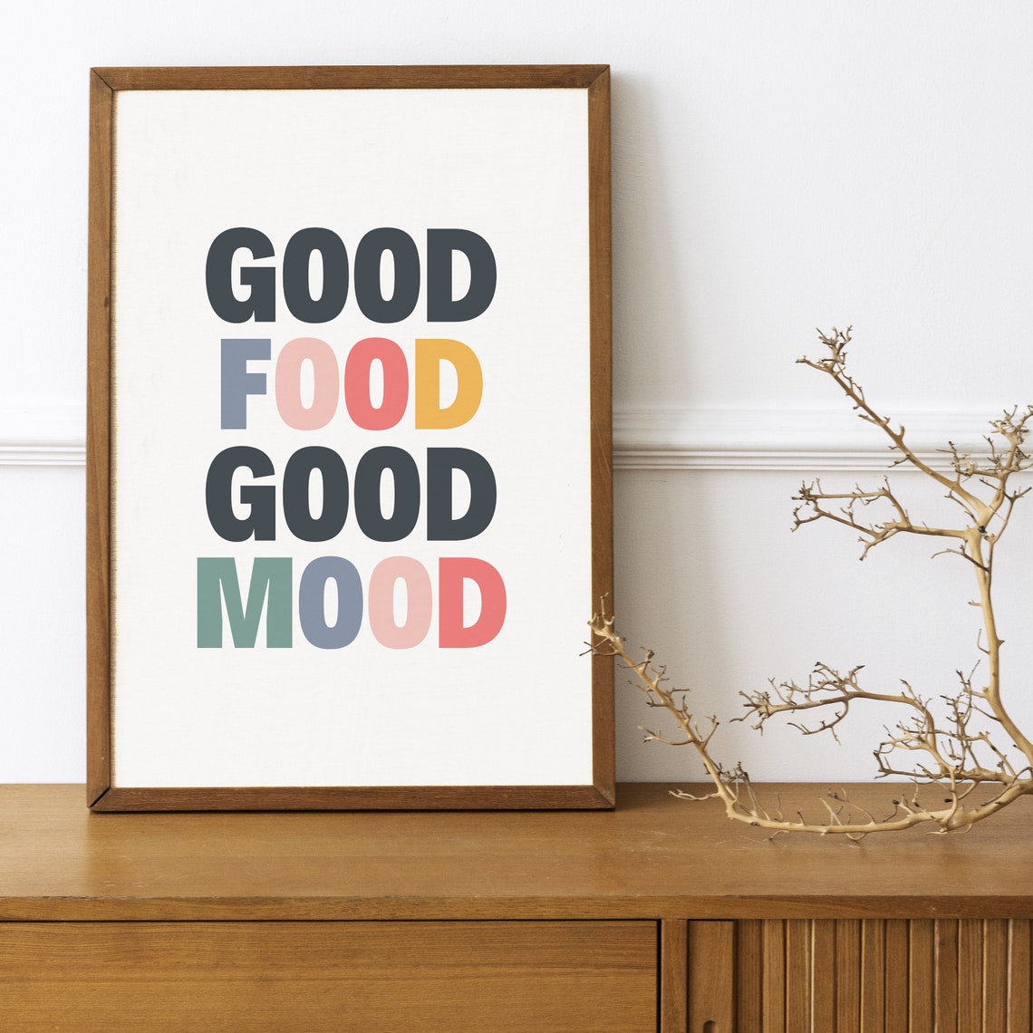 Good Food Good Mood Colorful Kitchen Typography Quote Poster Art - Image 4