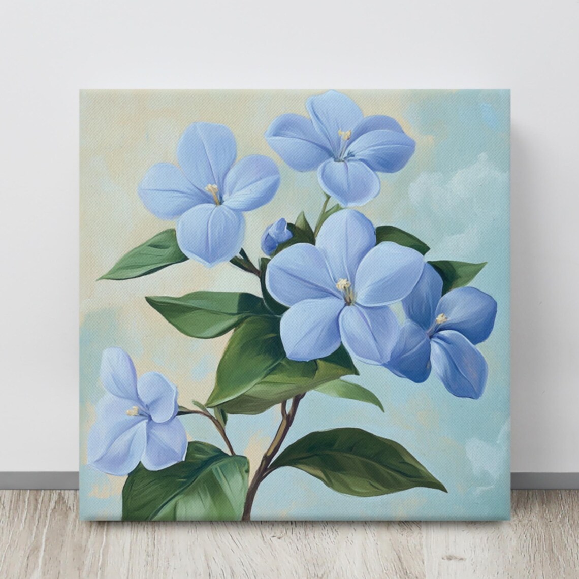 Blue Leadwood Flowers Soft Pastel Cluster Botanical Painting Print