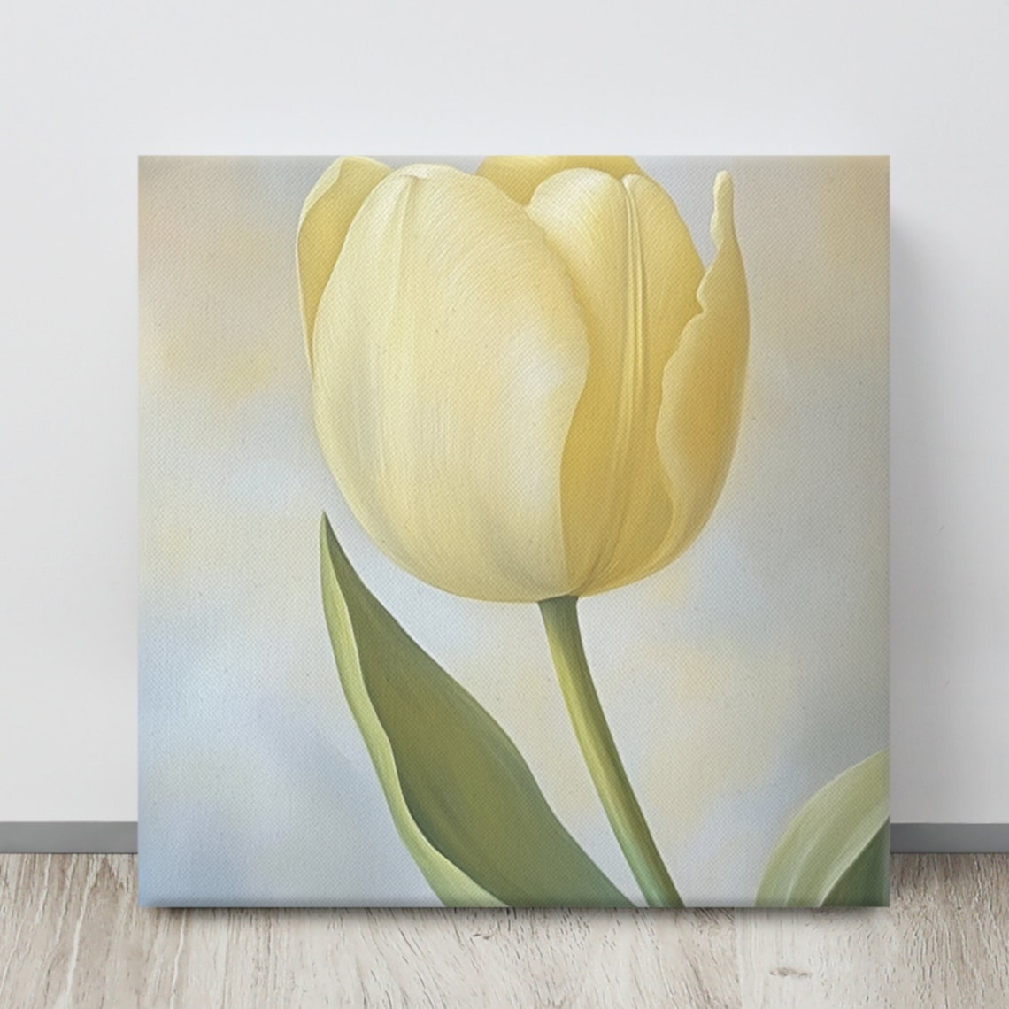 Pale Yellow Tulip Minimalist Soft Pastel Floral Wall Art Poster