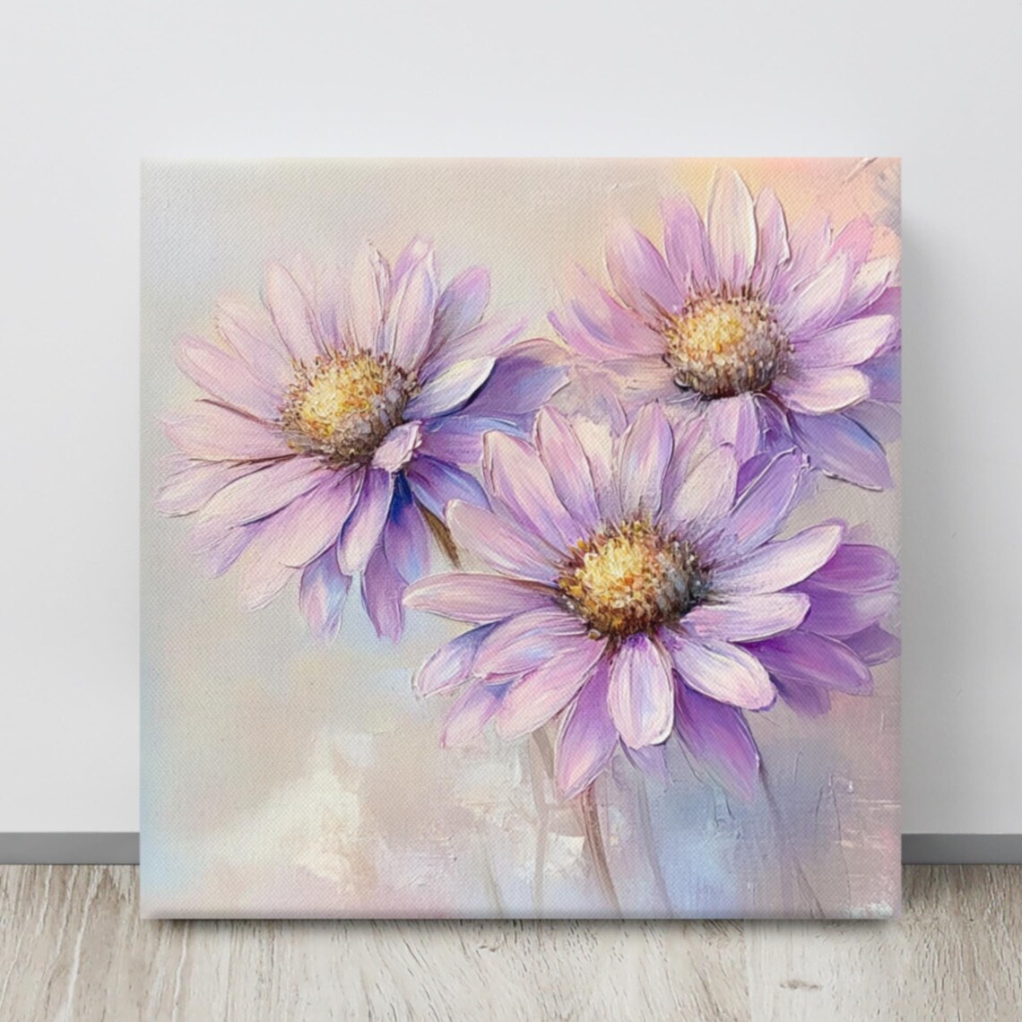 Lavender Purple Aster Daisies Golden Centers Pastel Wall Art Poster