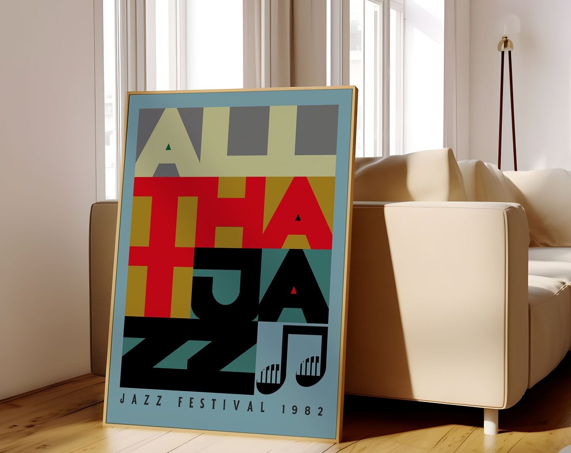All That Jazz 1982 Festival Retro Music Typography Night Wall Art