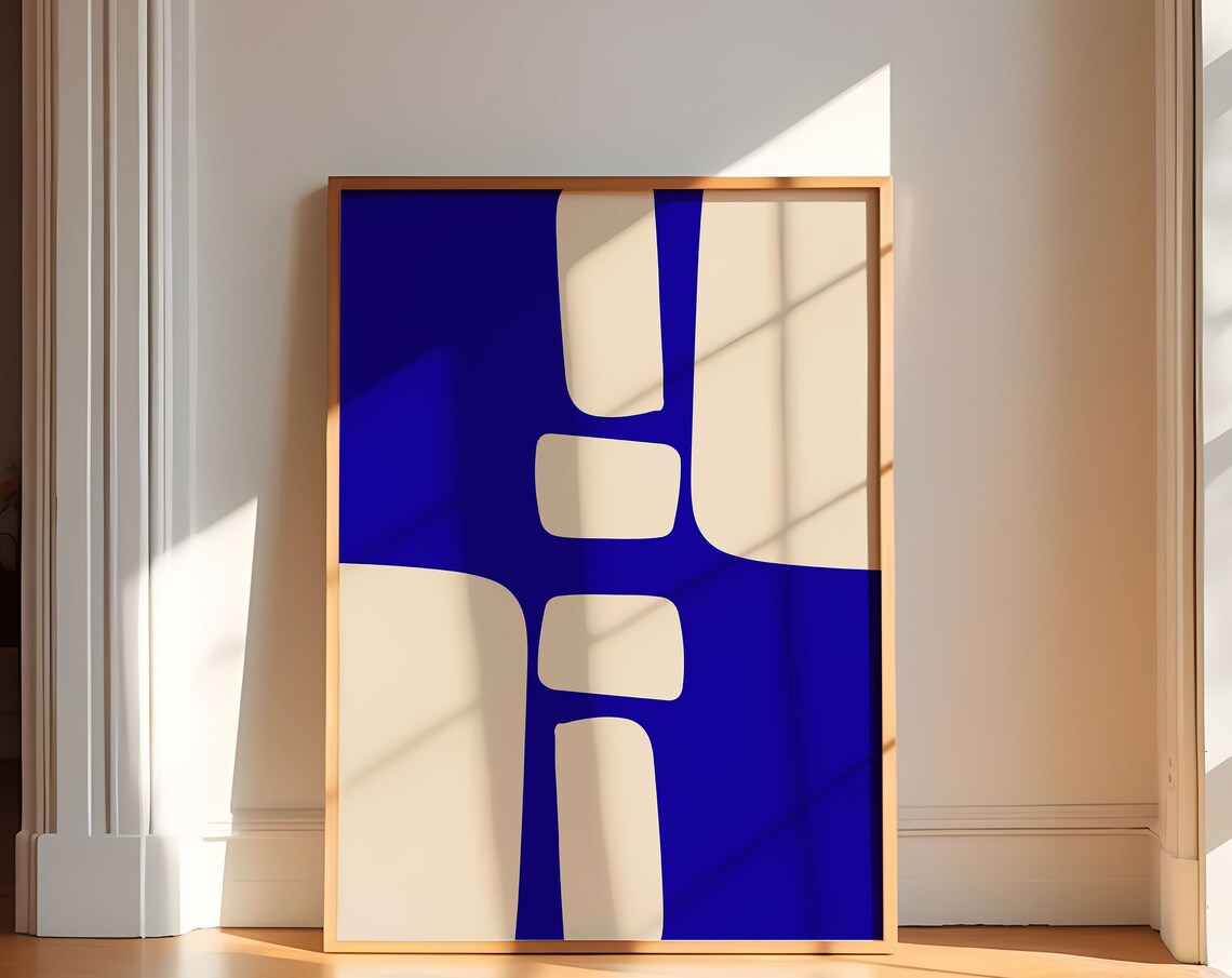 Royal Blue Minimalist Abstract Poster, Modern Decor